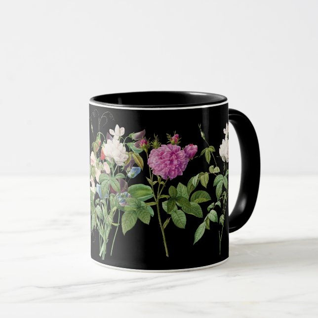 Mug Jardin botanique fleuri rose-blanc (Devant droit)