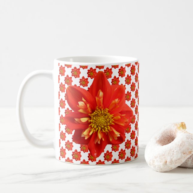 Mug Jardin botanique Orange Dahlia Fleur (Avec donut)