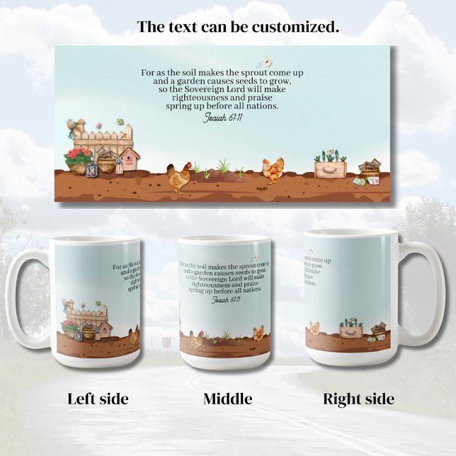 Mug Jardin de campagne bénédictions (Country Garden mugs display of all sides.)