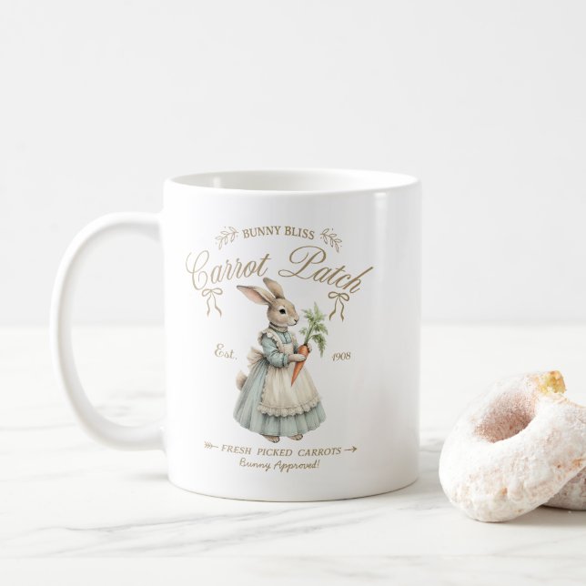 Mug Jardin de carottes de lapin vintage (Avec donut)