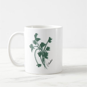 Mug Jardin de coriandre herbe coriandre dessiné à la m