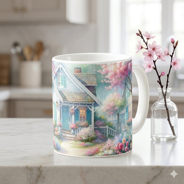 Mug Jardin de cottage bleu de Blossom Lane (Blossom Lane Blue Cottage Garden Coffee Mug)