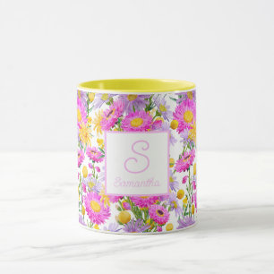 Mug Jardin de cottage d'été monogrammé blanc
