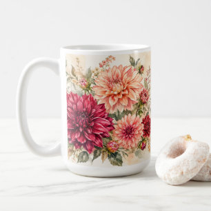 Mug Jardin de dahlias aquarelle romantique