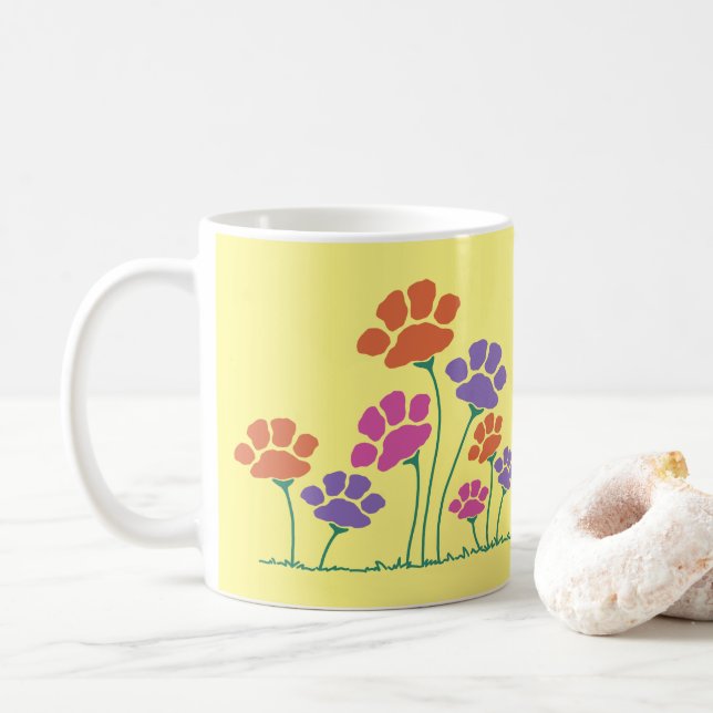 Mug Jardin de fleurs à empreintes de pattes (Avec donut)