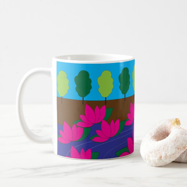 Mug Jardin de fleurs de lotus rose (Avec donut)