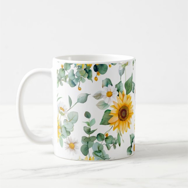 Mug Jardin de fleurs jaunes de tournesol en été (Gauche)