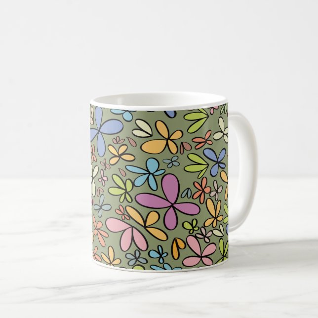 Mug Jardin de fleurs sauvages abstraites colorées (Devant droit)