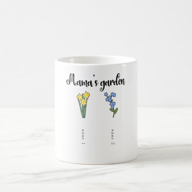 Mug Jardin de maman personnalisé avec 2 petits-enfants (Centre)