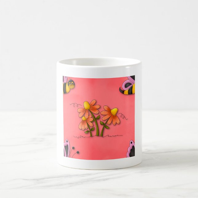 Mug Jardin de printemps mignon de l'abeille et rose fl (Créateur téléchargé)