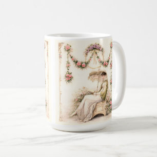 Mug Jardin de roses de la Régence lisant une dame