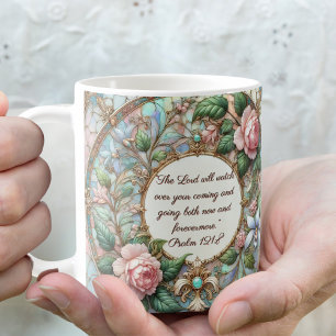 Mug Jardin de Roses Pastel Verset Biblique Personnalis