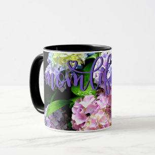 Mug Jardin d'Hydrangea, rose, bleu, mauve maman à fleu