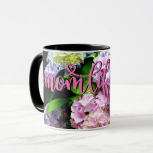Mug Jardin d'Hydrangea, rose, bleu, mauve maman à fleu