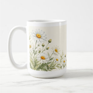 Mug Jardin floral de marguerites à l'aquarelle