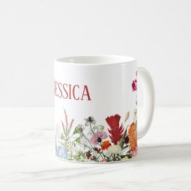 Mug Jardin Floral Personnalisé Fleurs colorées (Devant droit)