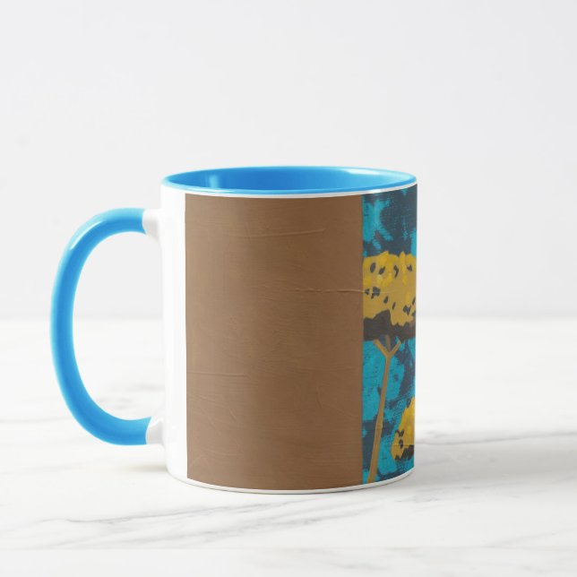 Mug Jardin Golden Yarrow avec Arrière - plan bleu (Gauche)