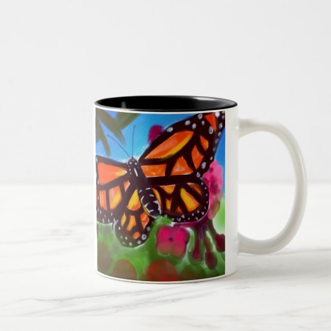 Mug Jardin Papillon 33cl (Blanc/Noir) (Droit)