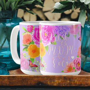 Mug Jardin Romantique de Pivoines Violet Meilleure Mam