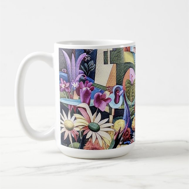 Mug Jardin surréel - Floral Illustration design 1 (Gauche)