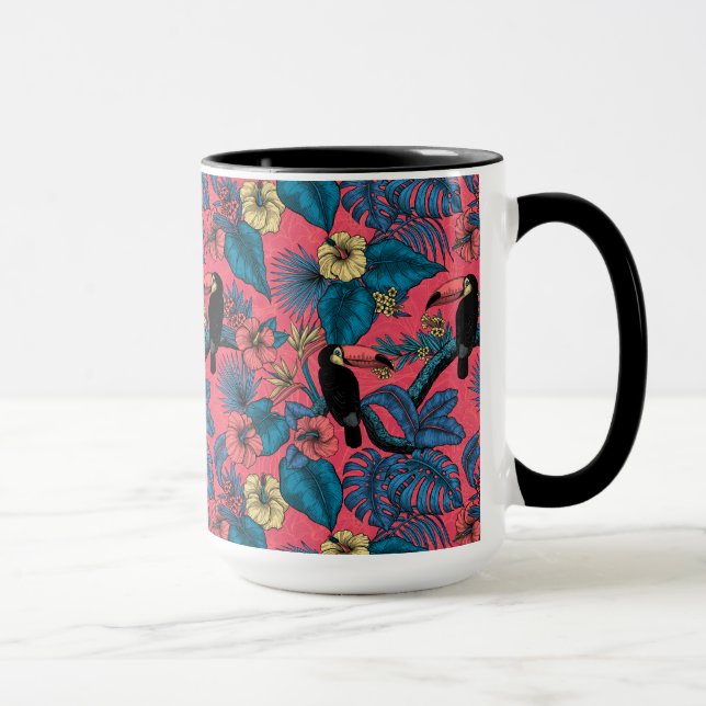 Mug Jardin toucan en rouge et bleu (Droite)