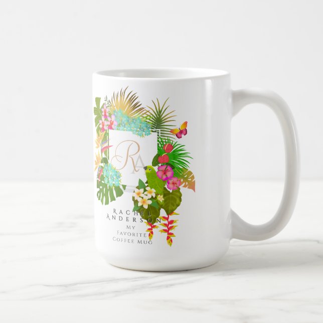 Mug Jardin tropical Monogramme blanc (Droite)