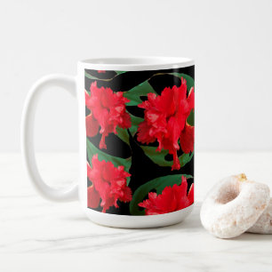 Mug Jardinier Hibiscus Monstera Motif Noir 