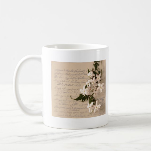 Mug jasmin sur vieux script dames à manches longues t- (Gauche)