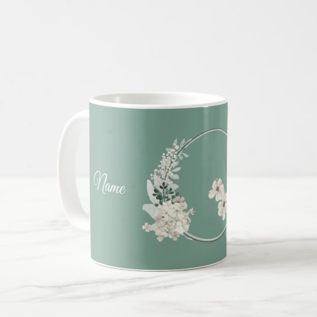 Mug Jasmine Floral Vert Géométrique Mariage Fête (Devant gauche)