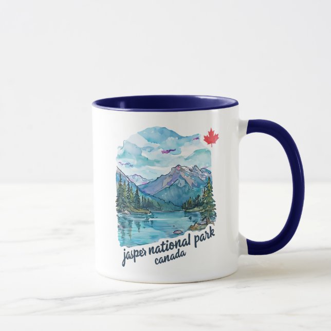 Mug Jasper Park Alberta Canada Aquarelle Paysage (Droite)