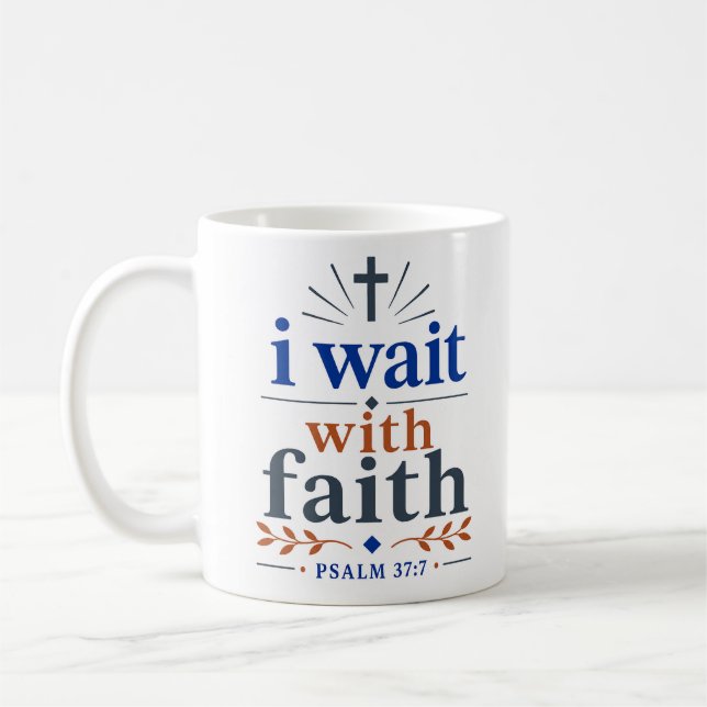 Mug J'attends avec foi Verset inspirant de la Bible ch (Gauche)