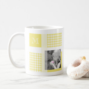 Mug Jaune Ajoutez Votre Photo En vichy Monogramme Mode