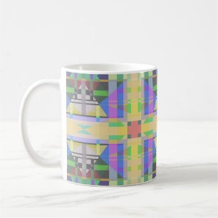 Mug Jaune bleu violet géométrique