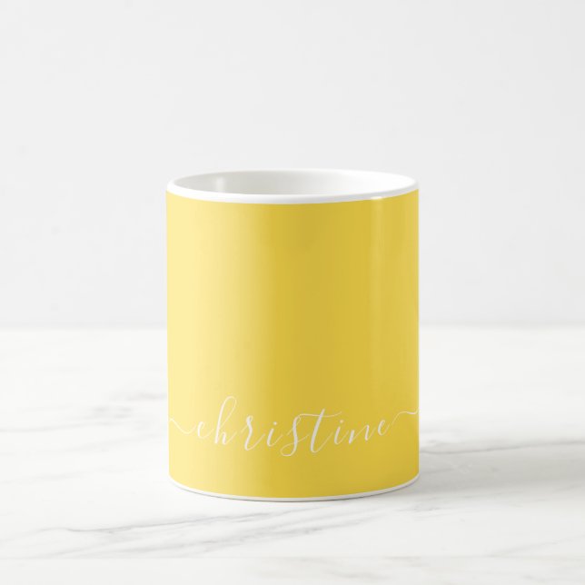Mug Jaune C61 Blanc Minimaliste Nom moderne Personnali (Centre)