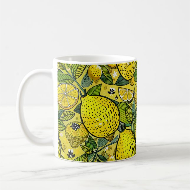 Mug Jaune citron et jardin d'abeilles (Gauche)