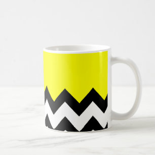 Mug Jaune clair moderne avec Chevron noir et blanc
