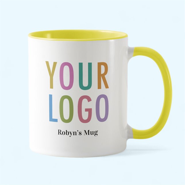 Mug Jaune Deux Tons avec nom Custom Business Logo (MISOOK 11 oz Yellow Inside Mug with Logo)