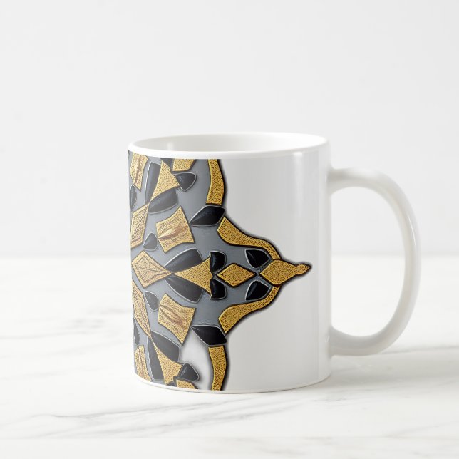 Mug - jaune et bleu motif carré (Droite)