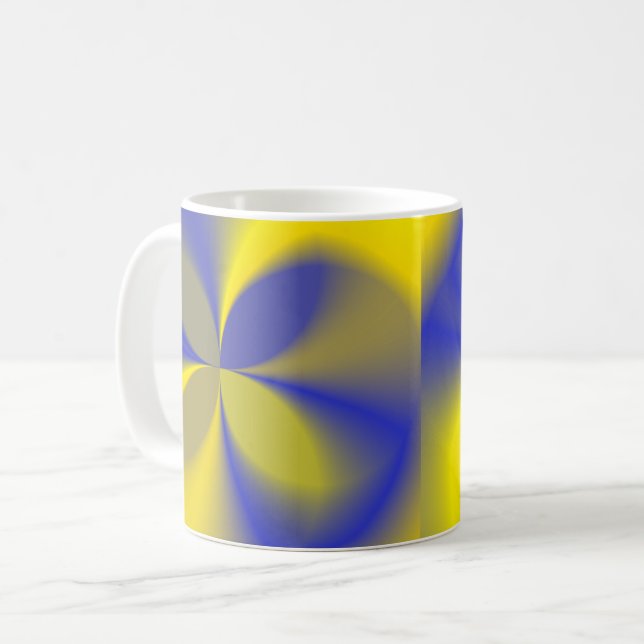 Mug Jaune et Bleu Quatre Feuilles (Devant gauche)