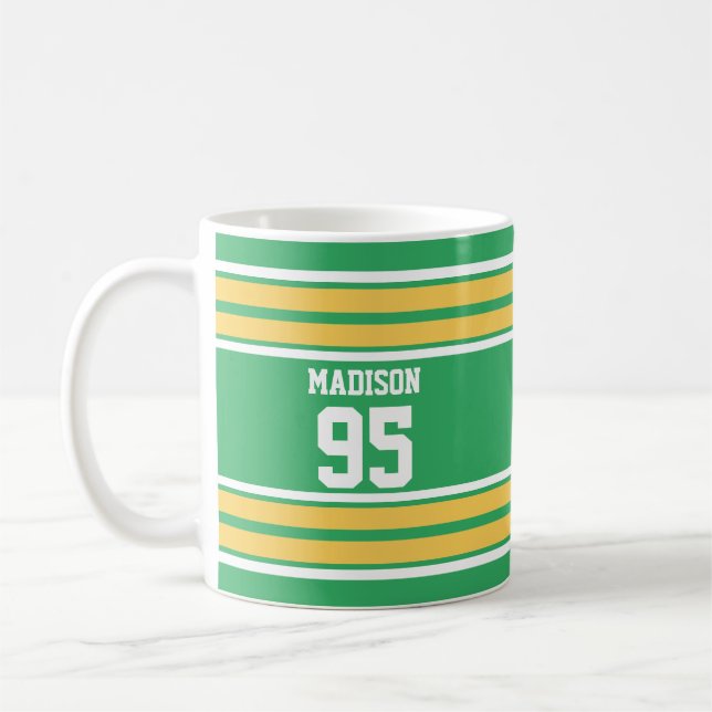 Mug Jaune et Jersey vert rayé Couleurs personnalisées (Gauche)