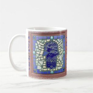 Mug Jaune et vert bleus de mosaïque de Hamsa