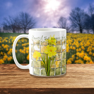 Mug Jaune Et Vert Daffodique Citations De Fleurs Du No