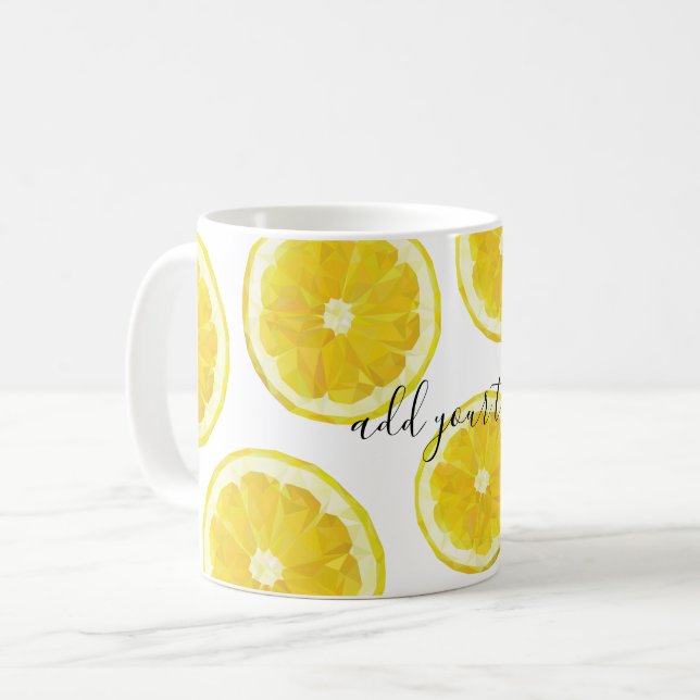 Mug Jaune frais tranche citron texte personnalisé  (Devant gauche)