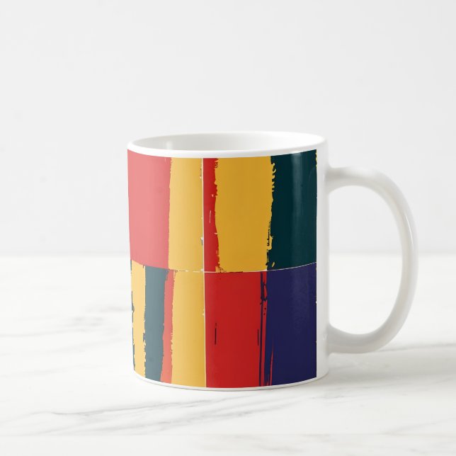 Mug jaune géométrique rouge et noir (Droite)