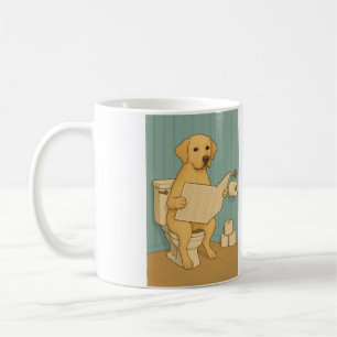 Mug Jaune Labrador Lecture journal sur Toilet