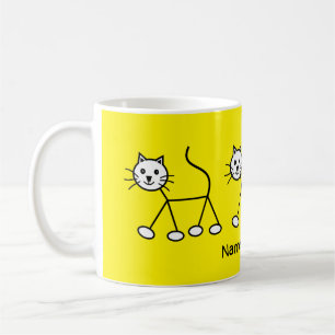 Mug Jaune mignon amour Chats Amour Strutting Cartoon