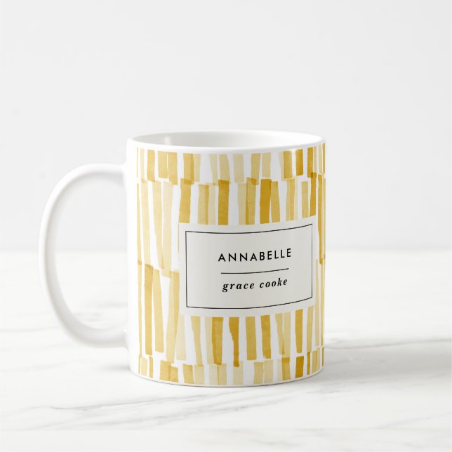Mug Jaune moderne abstrait motif cadeau personnalisé (Gauche)