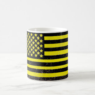 Mug Jaune noir grunge drapeau américain