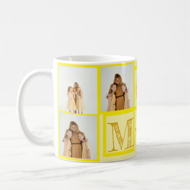 Mug jaune personnalisé - Photo et texte personnali (Gauche)