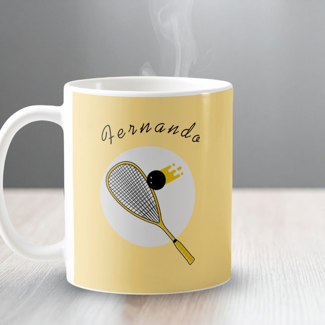 Mug Jaune Rackball Jaune Entraîneur Nom personnalisé (Créateur téléchargé)